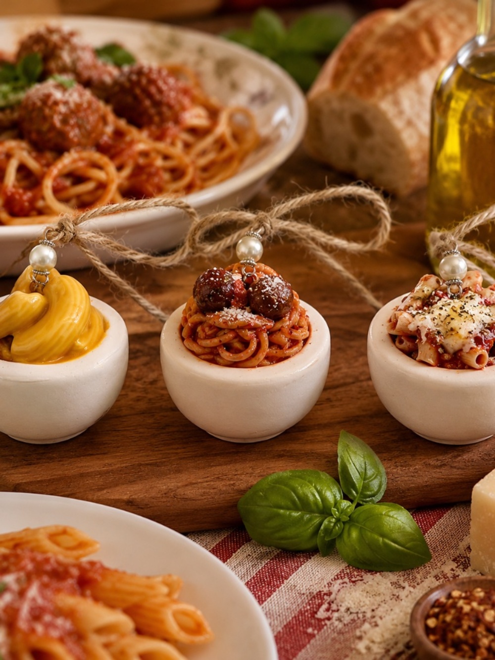 Mini Pasta Bowl Ornament | Mac & Cheese, Baked Ziti, Spaghetti & Meatball